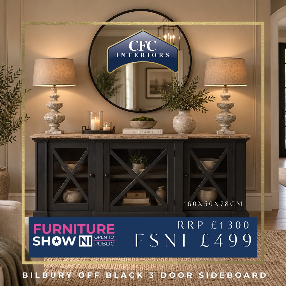 Bilbury Off-Black 3 Door Sideboard — Furniture Show NI, RRP £1,300 now £499