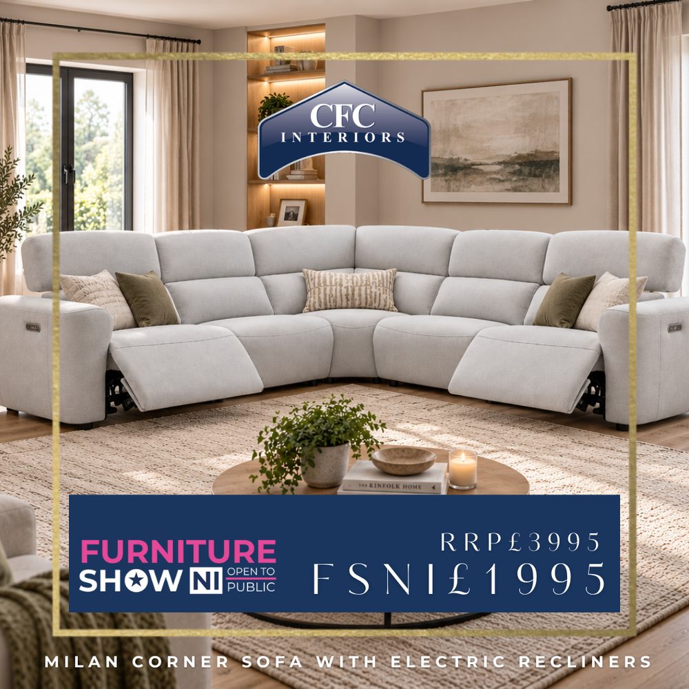 Milan Corner Sofa with Electric Recliners — Furniture Show NI, RRP £3,995 now £1,995