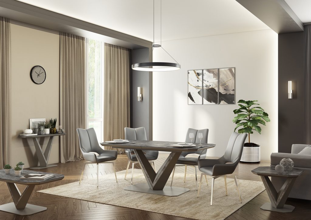Bellagio Extending Dining Table - Ceramic - Grey - 1800-2200mm - Image 2