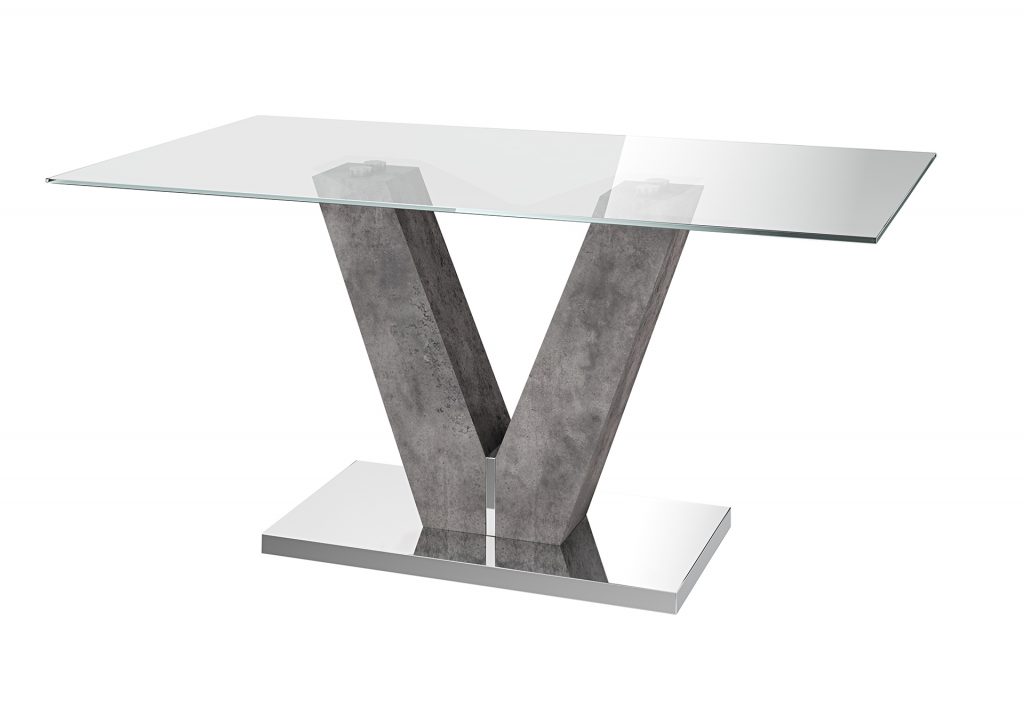 Dolce Dining Table - Grey & Clear Glass - 1600mm - Image 2