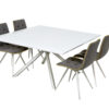Genova Square Dining Table - Glass - White - 1450mm