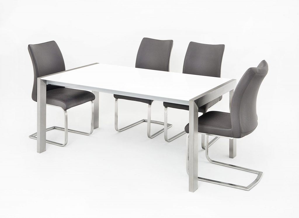 Salconi Extending Dining Table - High Gloss - Grey & White - 1600-2000-2400mm - Image 2