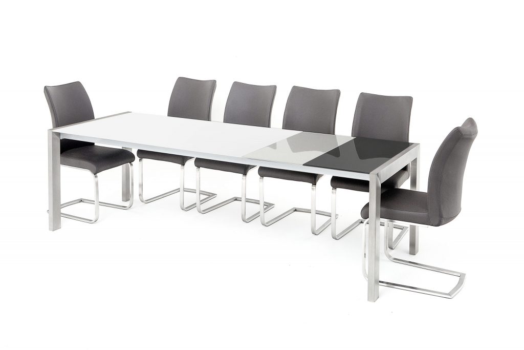 Salconi Extending Dining Table - High Gloss - Grey & White - 1600-2000-2400mm - Image 3