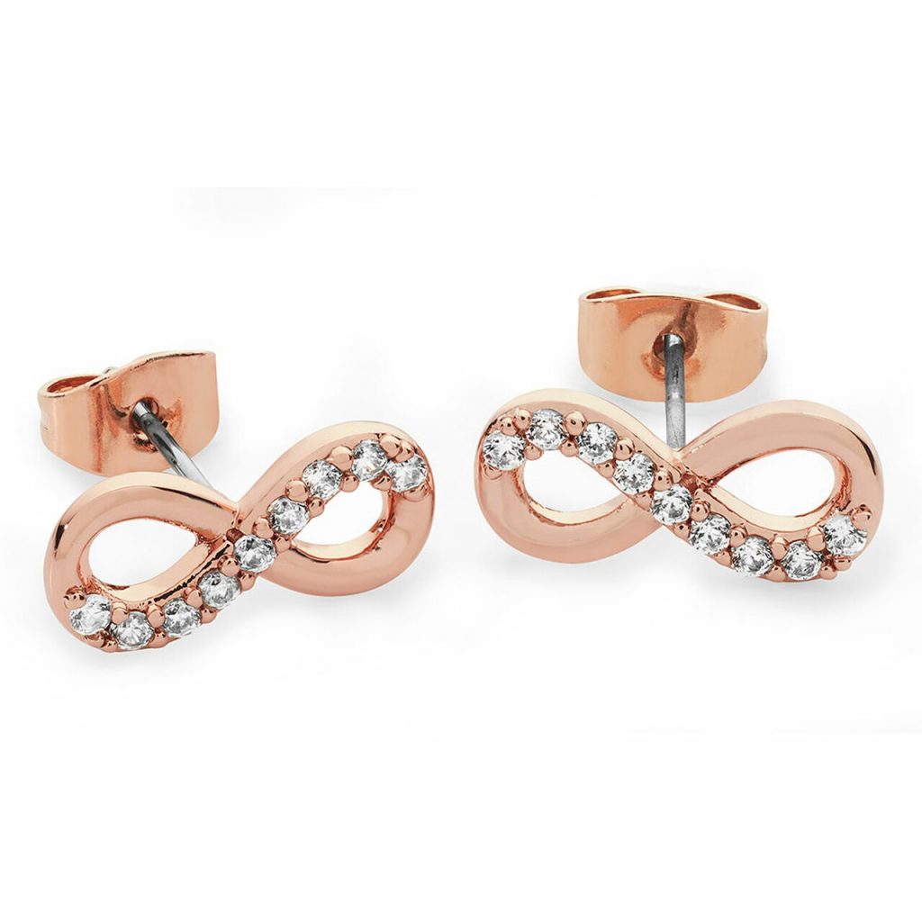 Tipperary Crystal Infinity Rose Gold Part Stone Earrings