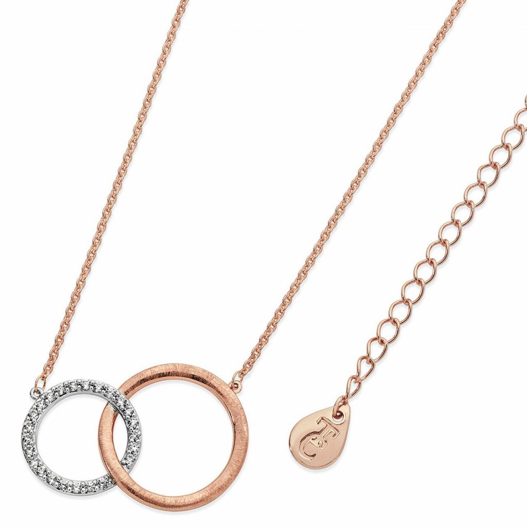 Tipperary Crystal Rose Gold and Silver Matt Circles Pendant