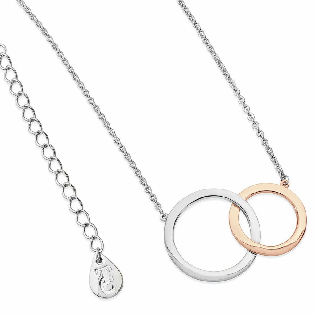 Tipperary Crystal Infinity Rose Gold and Silver Circles Pendant