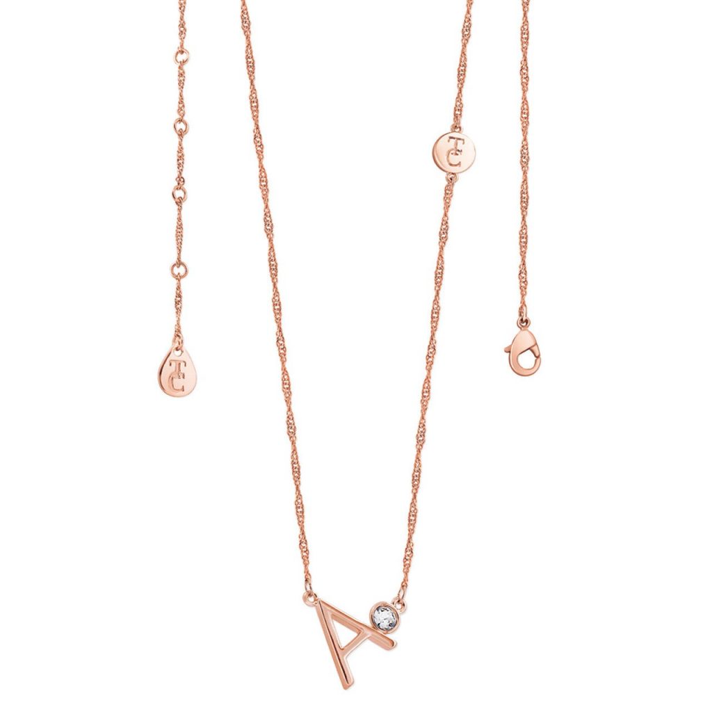 Tipperary Crystal Letter A Rose Gold Pendant