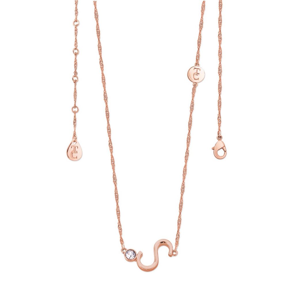 Tipperary Crystal Letter S Rose Gold Pendant