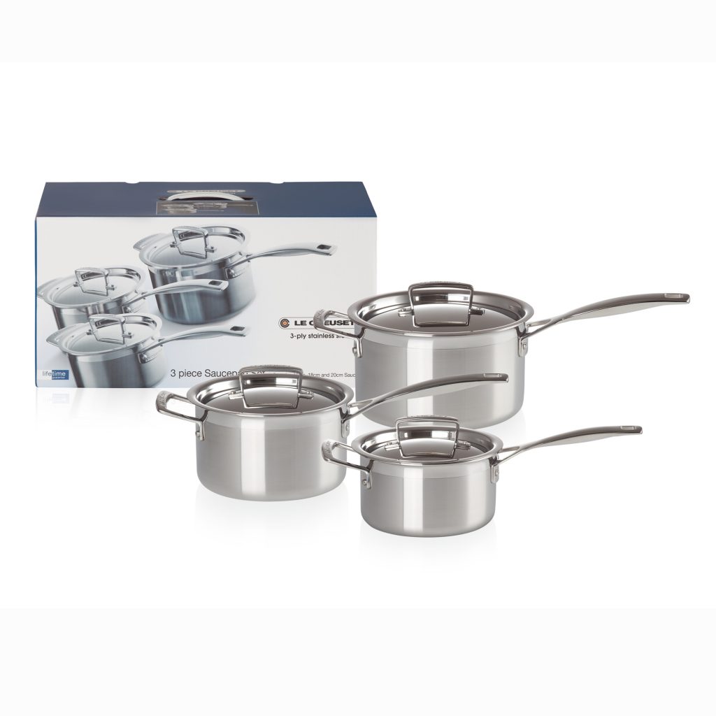 Le Creuset 3-Ply Stainless Steel 3 Piece Saucepan Set - Image 2