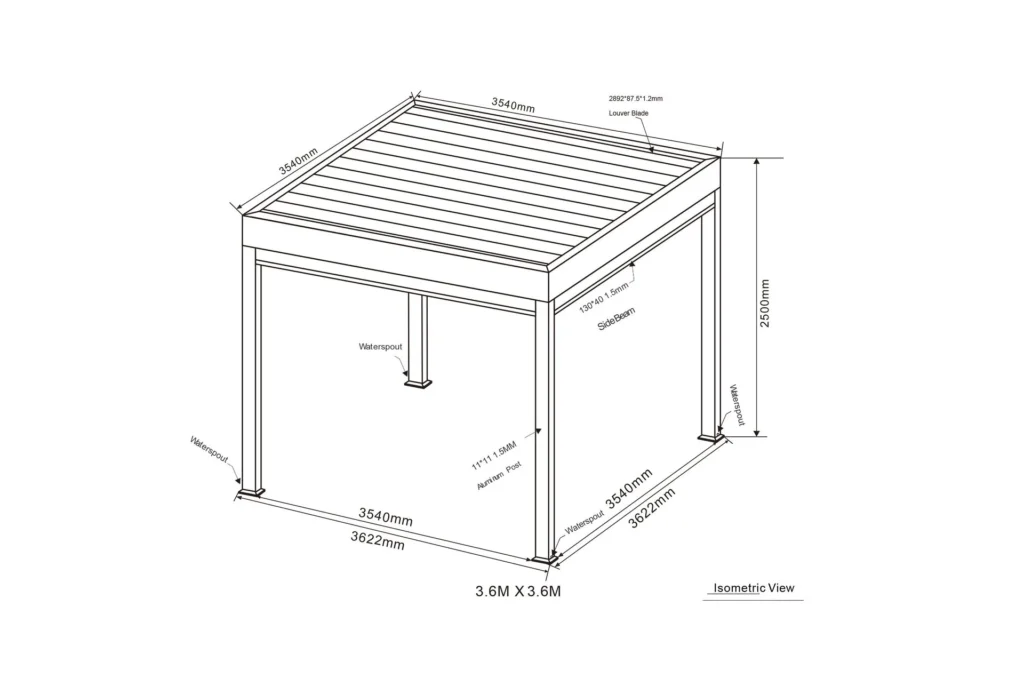 Belfort Pergola 3.6m x 3.6m - Image 2