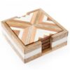 S4 Wooden Decorative Coasters with Storage