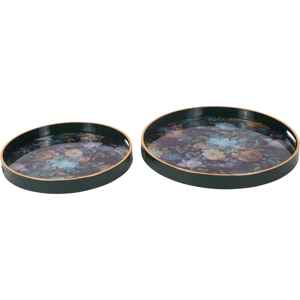 Laura Ashley Green Mathilde Set of Two Trays - Image 2