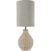 Natural Rattan Lamp with Linen Drum Shade