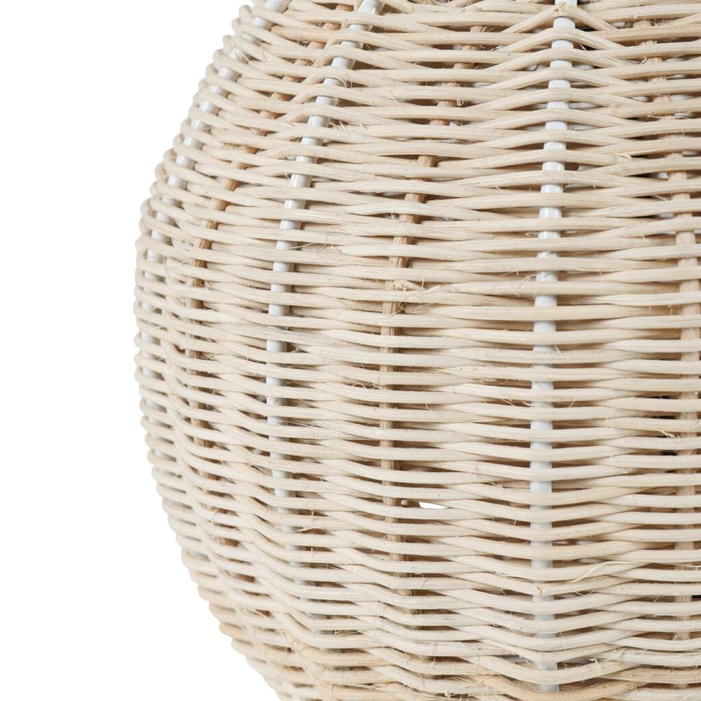 Natural Rattan Lamp with Linen Drum Shade - Image 3